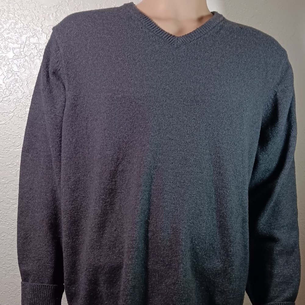 V NECK MIDWEIGHT SWEATER - XXL - GREY